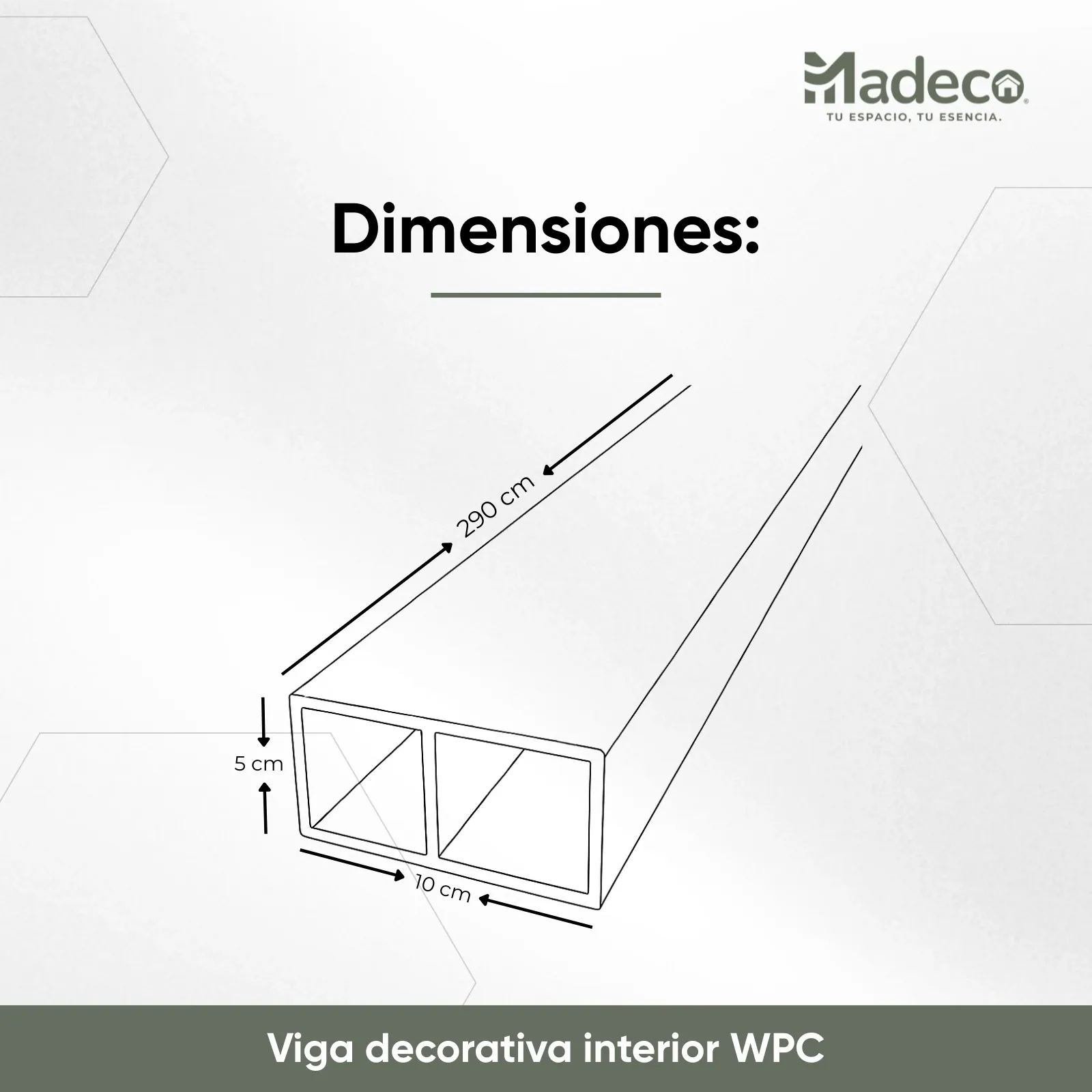 Viga decorativa interior WPC — Negro Mate